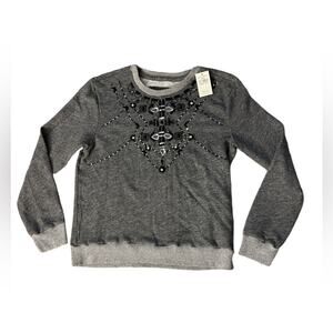 Abercrombie & Finch Gray/black Women/Teen Small Sweater Beadwork Embroidery